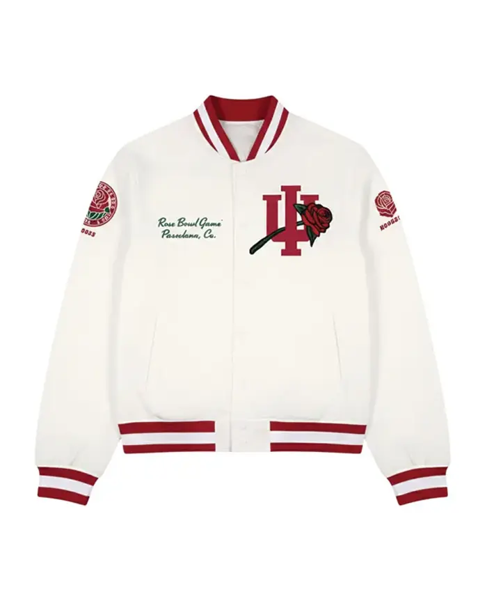Indiana Hoosiers Rose Bowl 2026 White Varsity Jacket For Sale