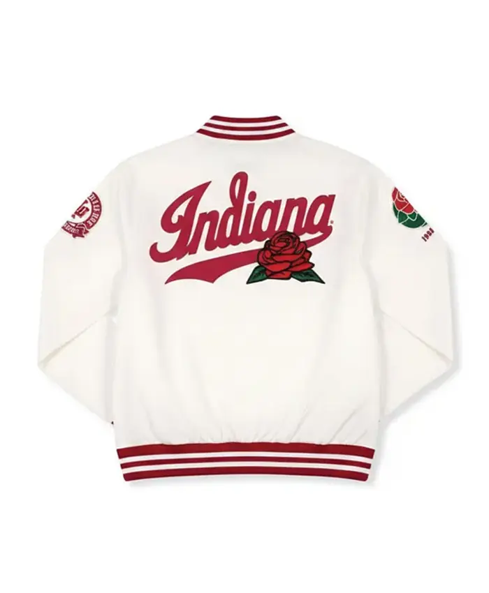 Indiana Hoosiers Rose Bowl 2026 White Varsity Jacket