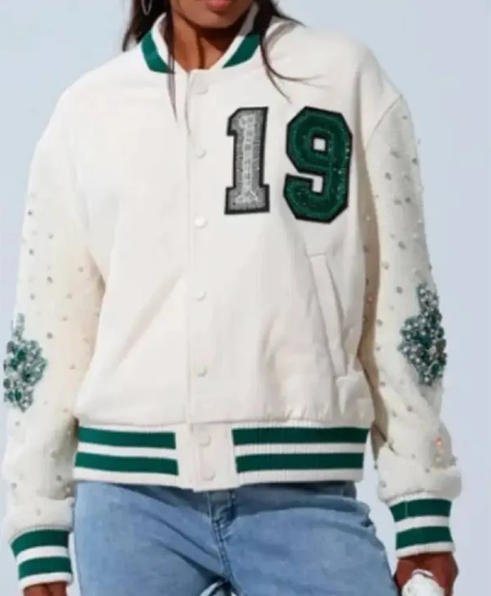 Jade Castillo Electric Bloom S01 Embellished Bomber Jacket For Sale