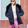 Jennifer Lawrence Black Puffer Coat