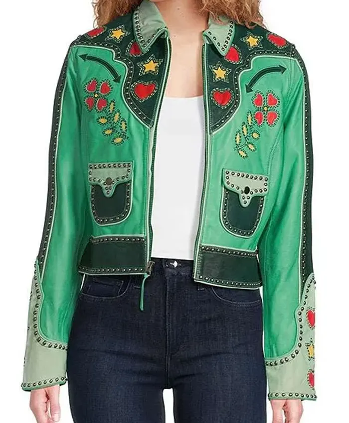 Jessica Beyond the Gates Green Embroidered Jacket For Sale