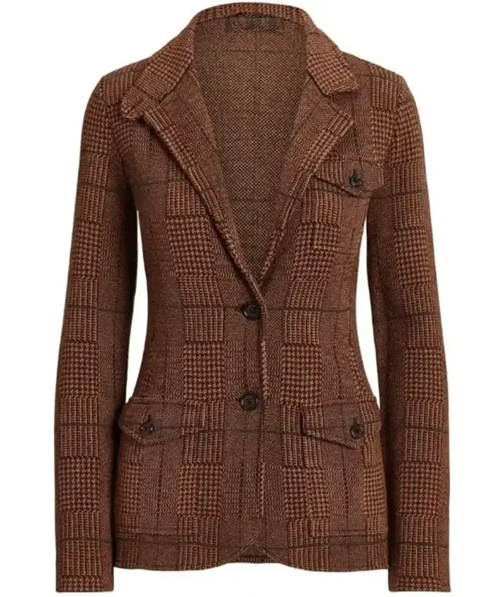 Joyce Sunny Nights S01 Brown Plaid Blazer For Sale