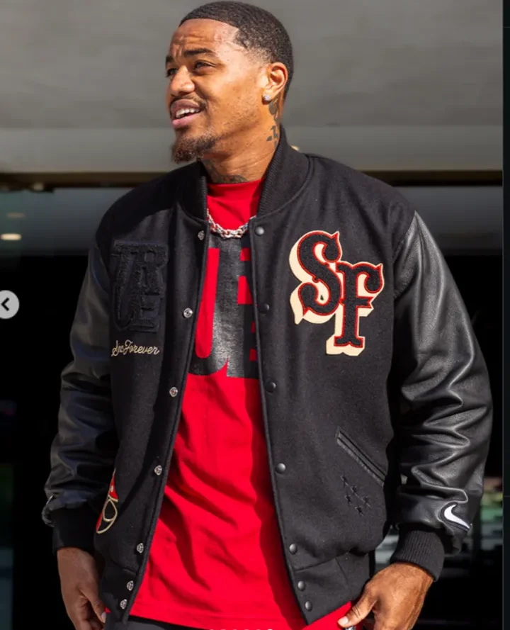 Kendrick Bourne 49ers Black Varsity Jacket