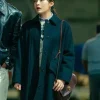 Kim Min-ha Typhoon Family S01 Black Wool Coat For Sale