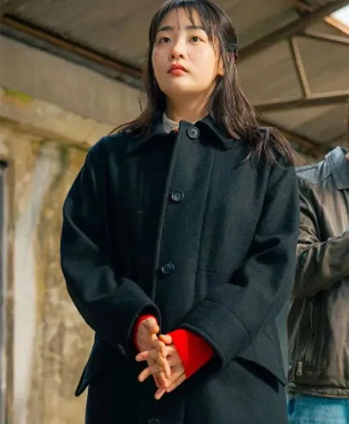 Kim Min-ha Typhoon Family S01 Black Wool Coat