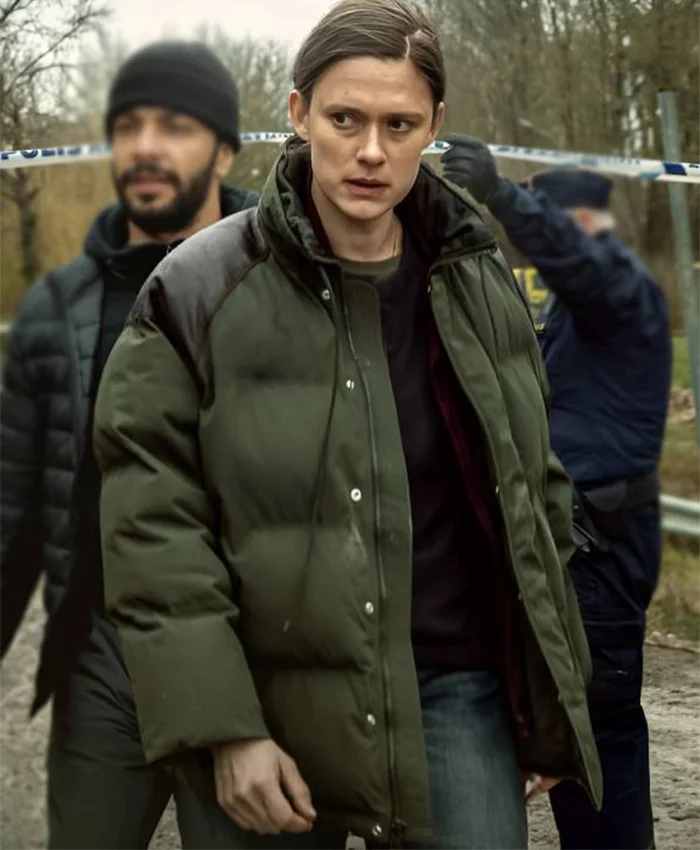 Krista Kosonen Land of Sin S01 Green Puffer Jacket For Sale