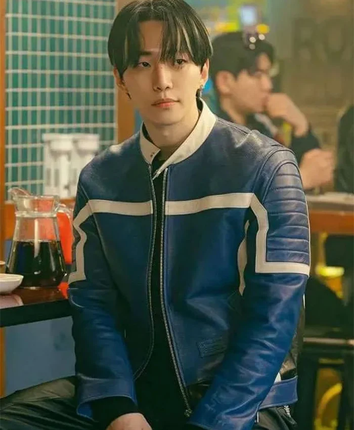 Lee Jun-ho Typhoon Family Blue S01 Leather Jacket