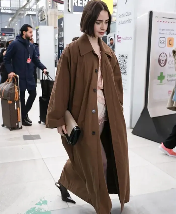 Lily Collins Emily in Paris S05 Brown Coat For Sale