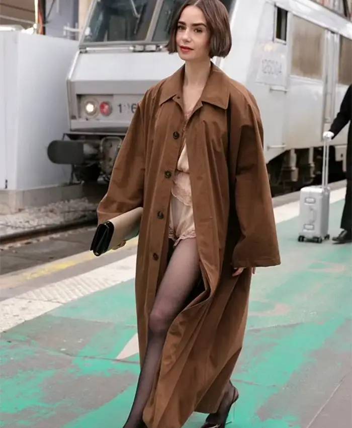 Lily Collins Emily in Paris S05 Brown Coat
