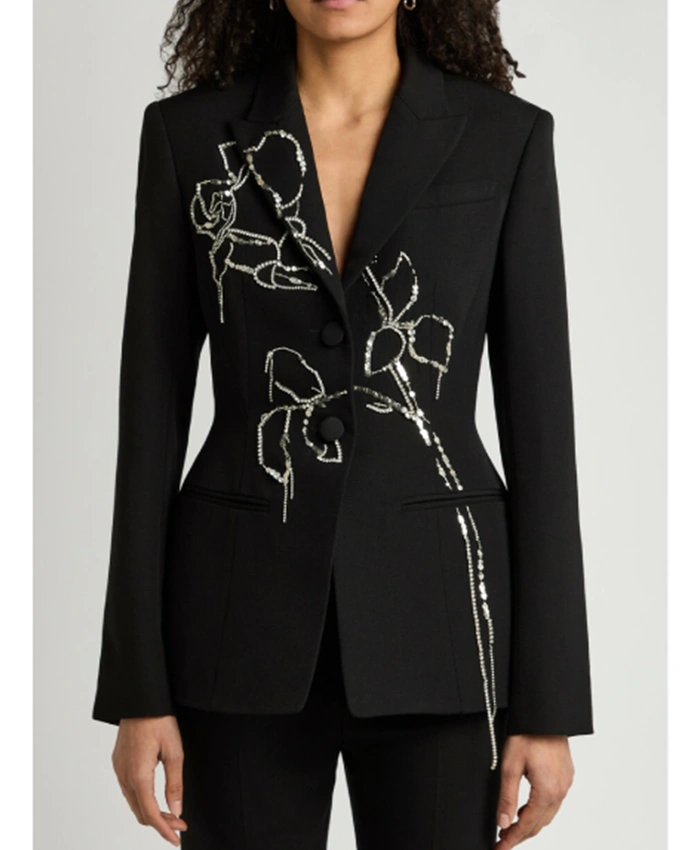 Lisa Vanderpump Vanderpump Rules S12 Black Embellished Blazer For Sale