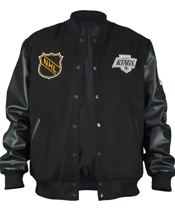 Los Angeles Kings Black Out Team Logo Varsity Jacket For Men