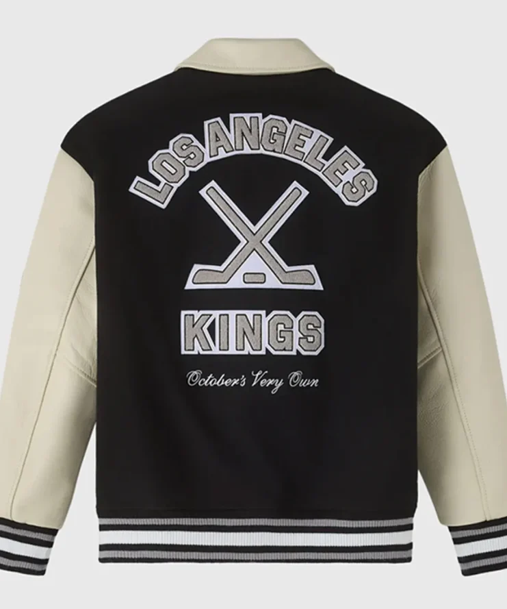 Los Angeles Kings Black and Beige Varsity Jacket For Sale