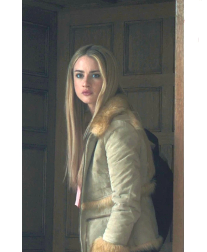 Lucy Albright Tell Me Lies S03 Beige Suede Fur Coat
