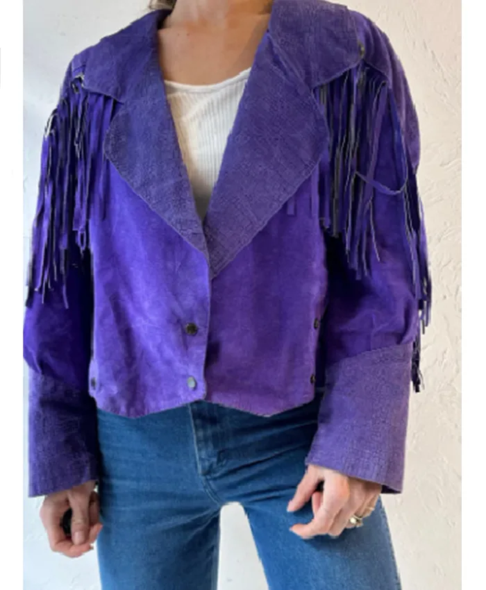 Lucy Albright Tell Me Lies S03 Purple Fringe Jacket For Sale