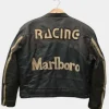 Marlboro Black Leather Racing Jacket For Sale