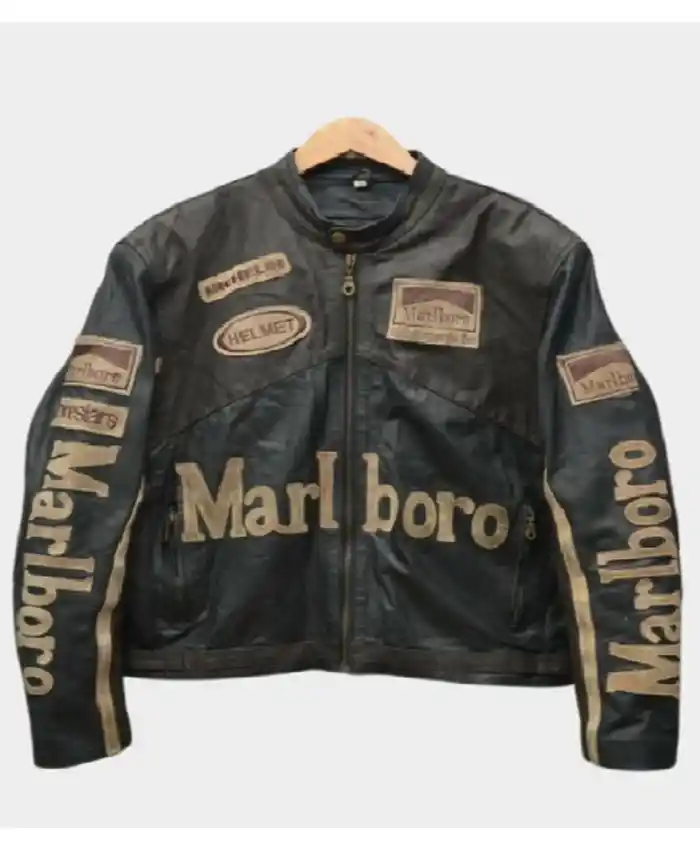Marlboro Black Leather Racing Jacket