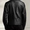 Men's Black Leather Biker Jacket For Sale
