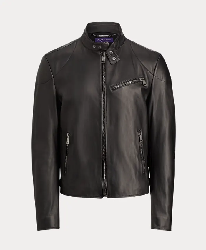 Men's Black Leather Biker Jacket