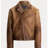 Men's Brown Leather Newsboy Jacket
