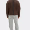 Men's Brown Shearling Bomber Jacket For Sale