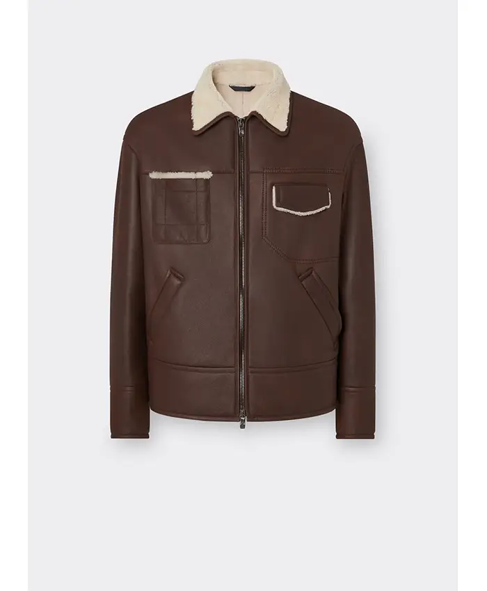 Men's Brown Shearling Bomber Jacket
