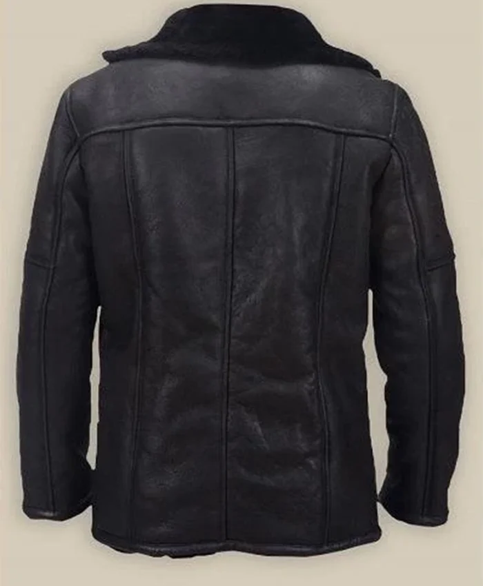 Men's Carlos Shearling Black Leather Jacket For Sale