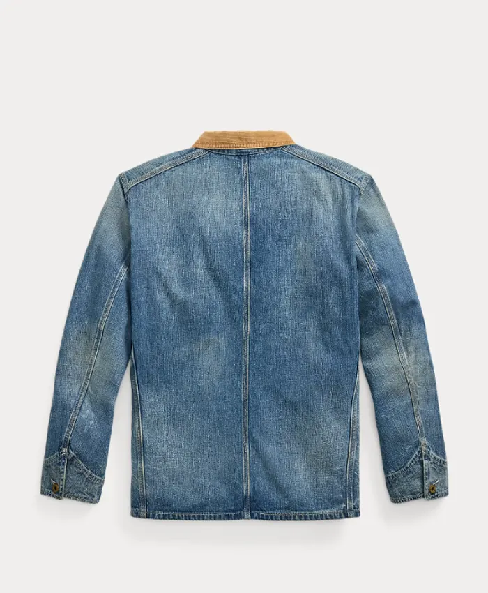 Men's Corduroy Collar Denim Jacket For Sale