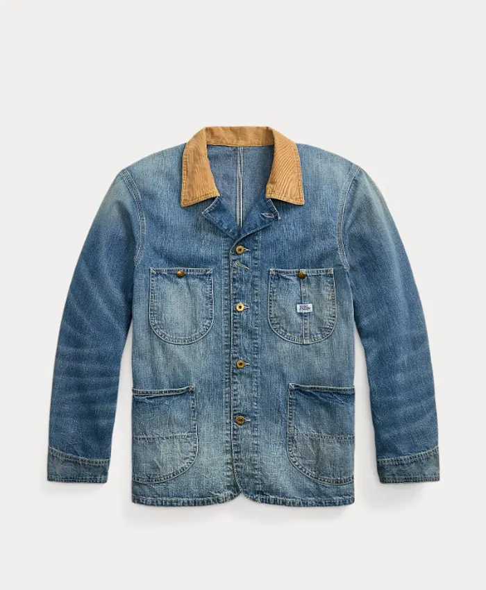 Men's Corduroy Collar Denim Jacket