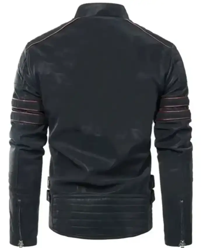 Men’s Pegasus Black Leather Cafe Racer Jacket For Men
