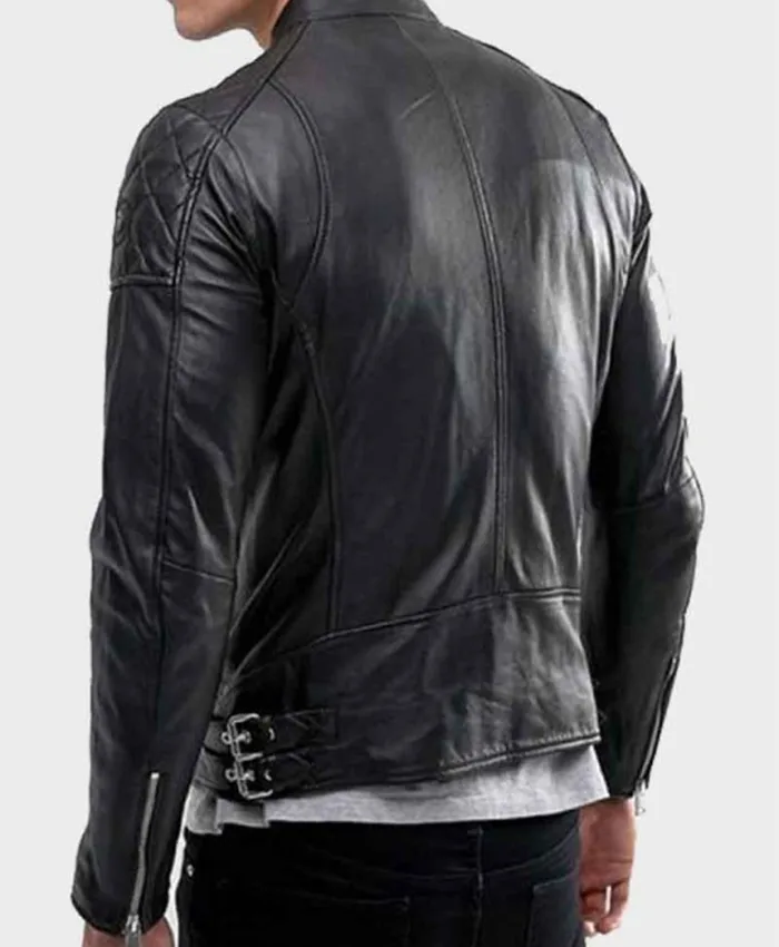 Men's Shoulder Quilted Black Jacket For Sale