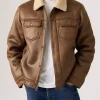 Men's Two Chest Pocket Shearling Jacket