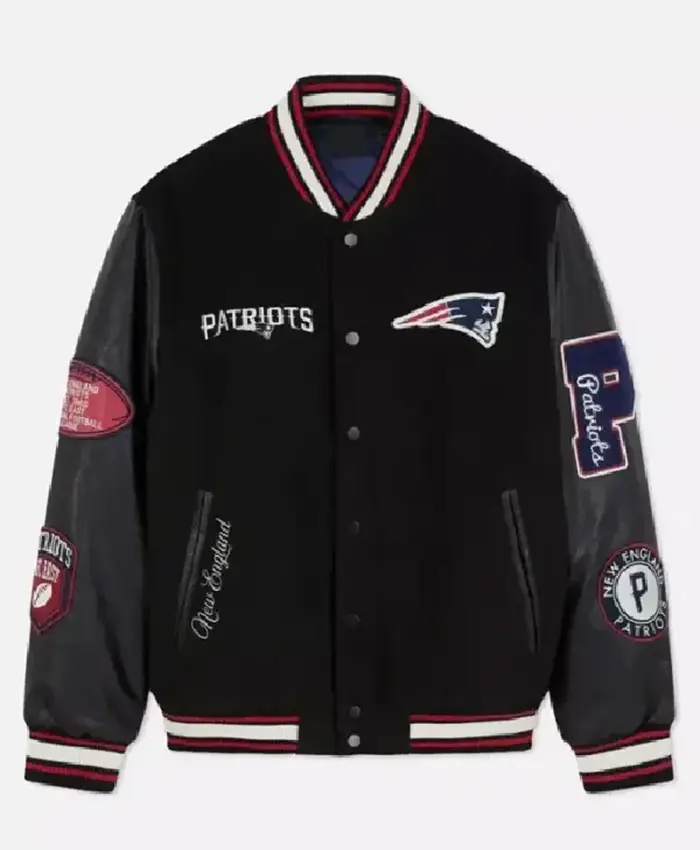 NFL New England Patriots Black Varsity Jacket