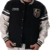 NHL Vegas Golden Knights Drop Shoulder Full-Snap Black Varsity Wool Jacket