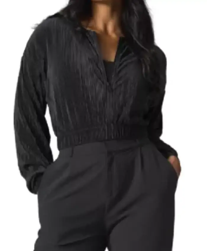 Natasha Kashanian The Valley Persian Style S01 Black Plisse Jacket For Sale