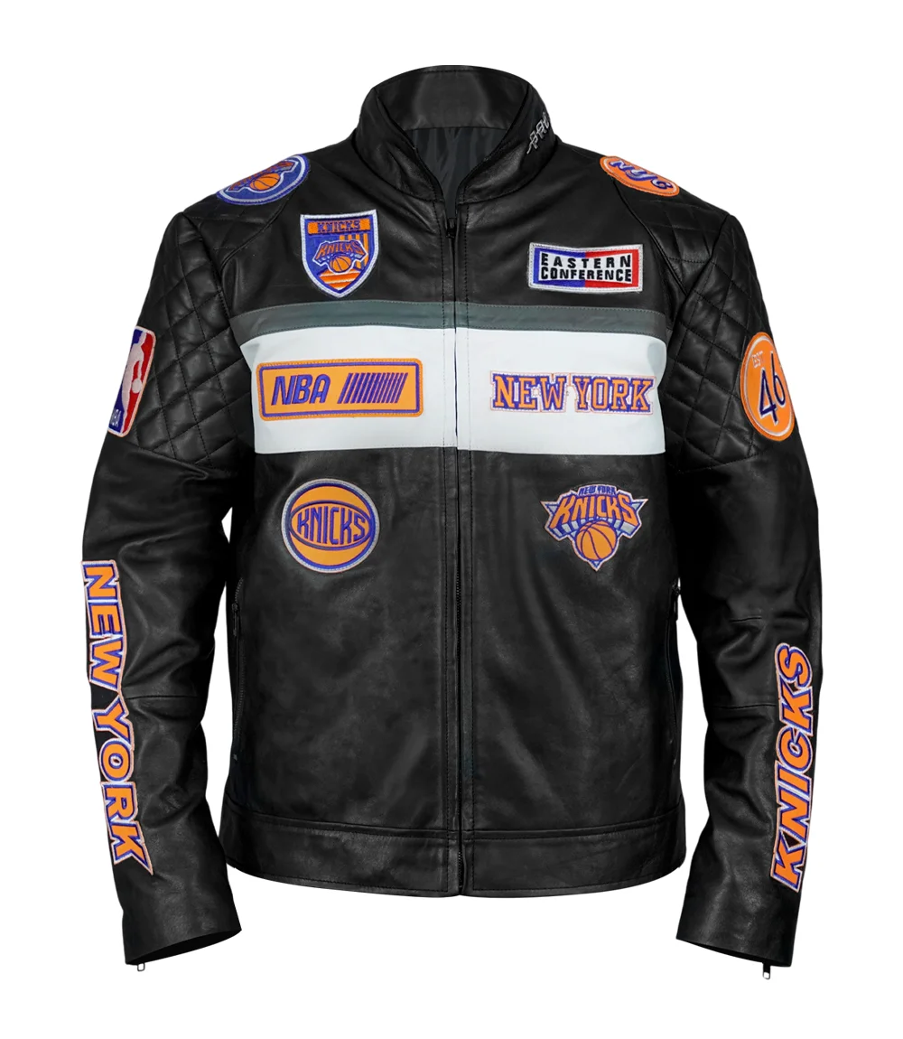 New York Knicks Black Leather Jacket