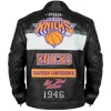 New York Knicks Black Leather Motorcycle Jacket