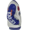 Ny Knicks Cream And Royal Varsity Leather And Wool Jacket For Sale
