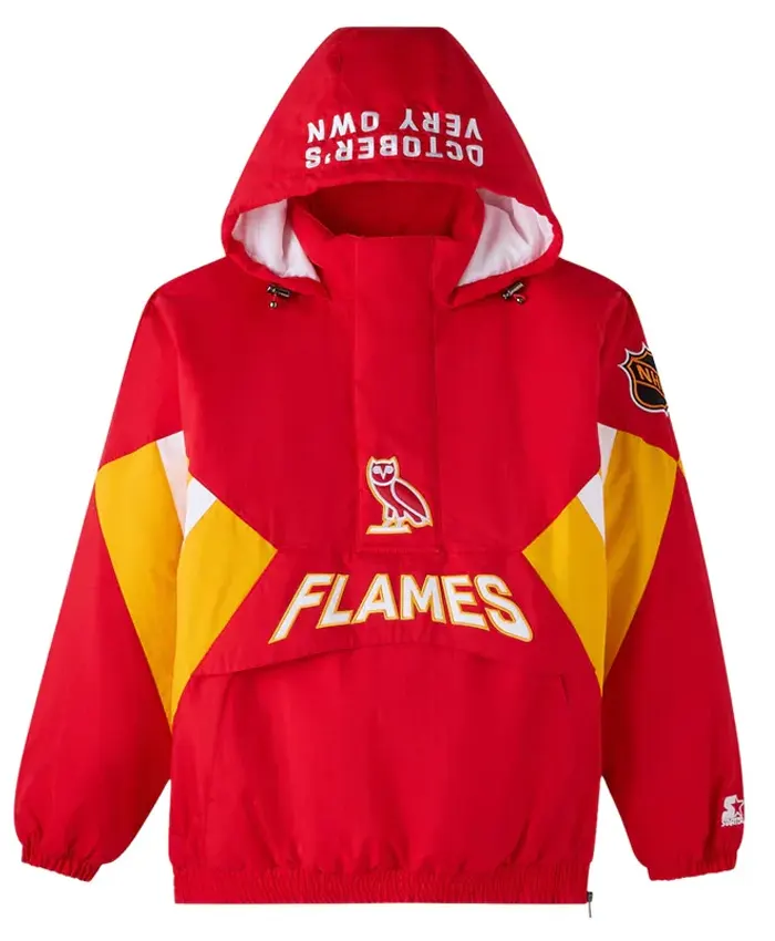 OVO Calgary Flames Red Hooded Jacket-Get Discount