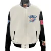 Oklahoma City Thunder White & Navy Varsity Jacket For Sale