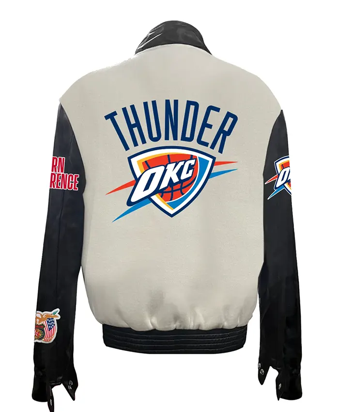 Oklahoma City Thunder White & Navy Varsity Jacket