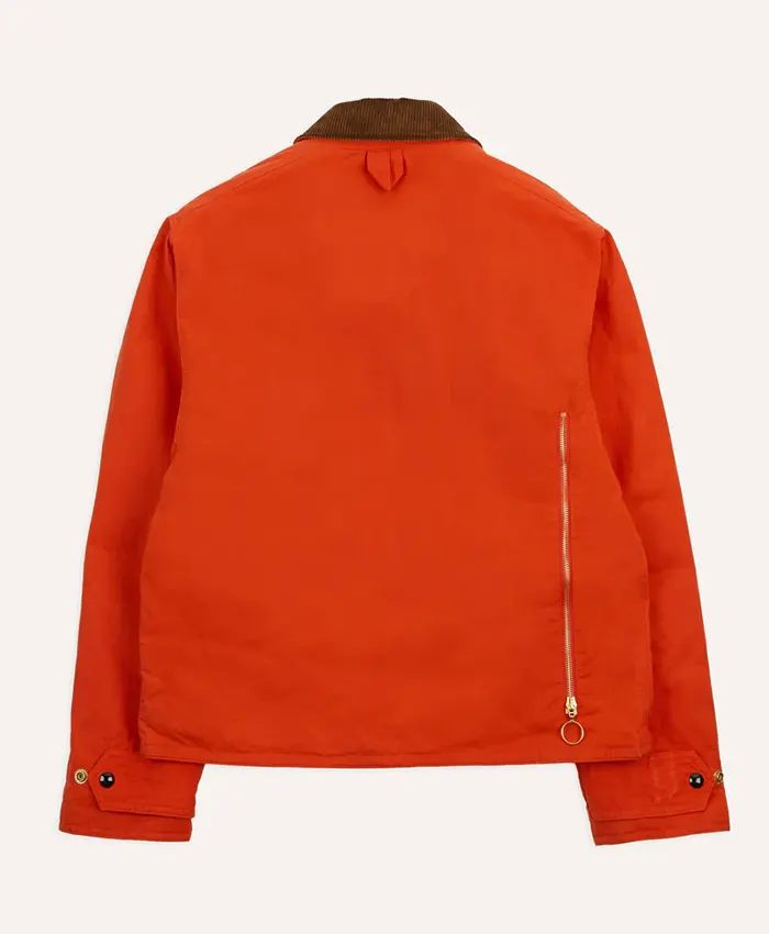 Orange Waxed Ripstop Cotton Jacket For Sale