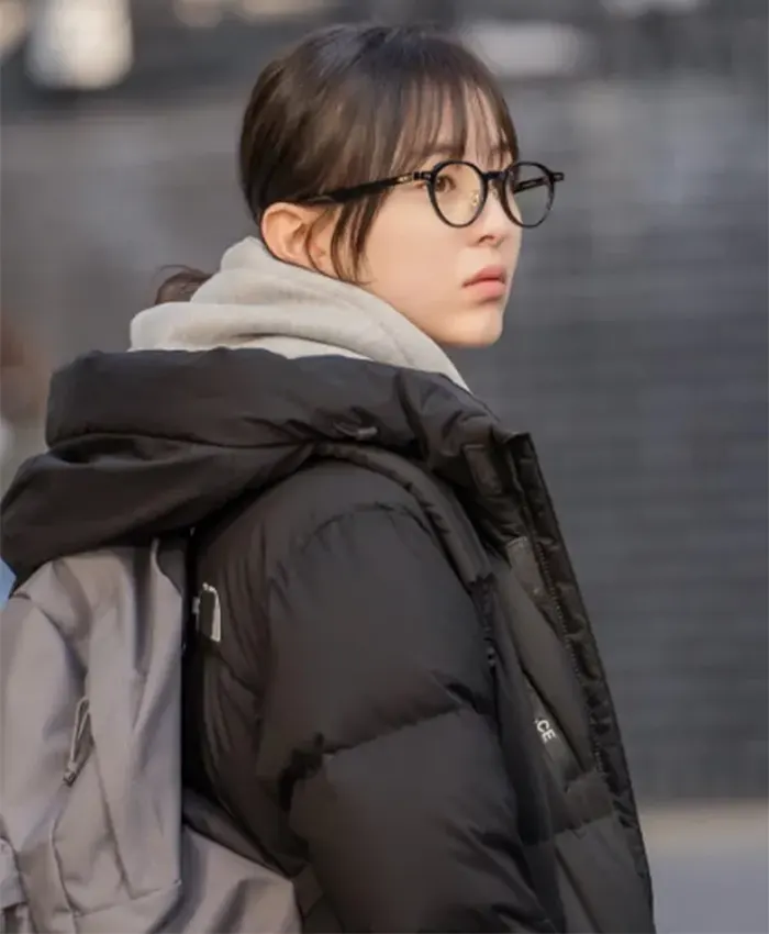 Park Ji-hu Spirit Fingers Black Puffer Coat For Sale