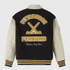 Pittsburgh Penguins Beige and Black Varsity Jacket For Sale