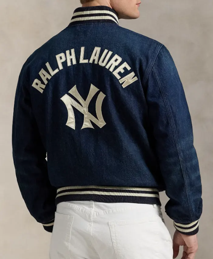 Polo Ralph Lauren Navy Yankees Denim Jacket For Sale
