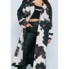 Rachel House Sunny Nights S01 Cow Print Trench Coat For Sale