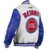 Retro Classic Rib White And Blue Detroit Pistons Jacket