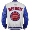 Retro Classic Rib White And Blue Detroit Pistons Varsity Jacket