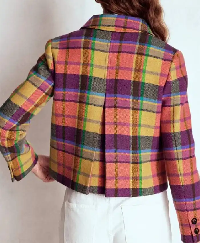 Rose McIver Ghosts S05 Colorful Plaid Jacket Back