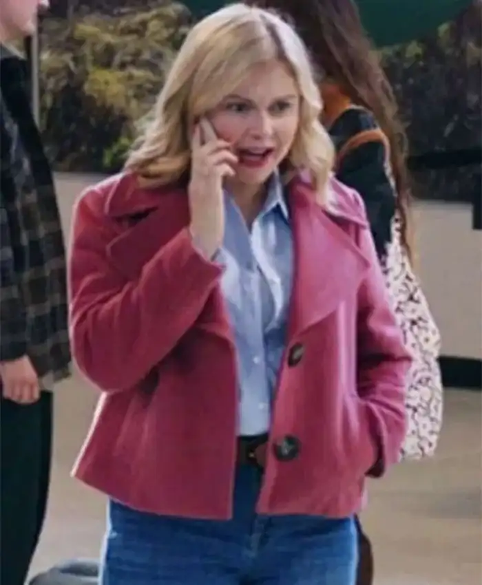 Rose McIver Ghosts S05 Pink Wool Jacket For Sale