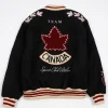 SCA x Hockey Canada Leaf & Legacy Sports Club Atelier Black Varsity Bomber Jacket